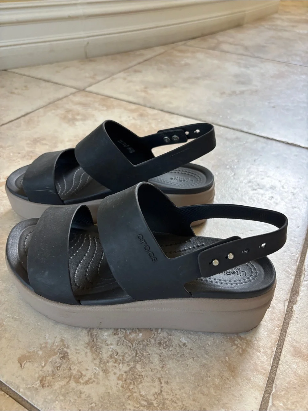 Women’s crocs Black Strap Sandals- size 6